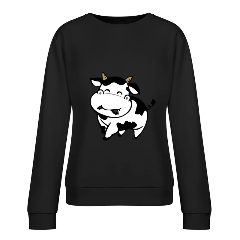 Vache mignonne souriante avec des taches Femme Sweat-shirt à enfiler