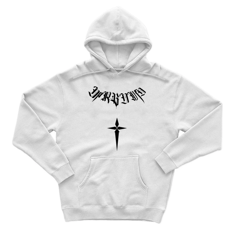 Gotische Schrift und stilisiertes Kreuz Herren Pullover Hoodie