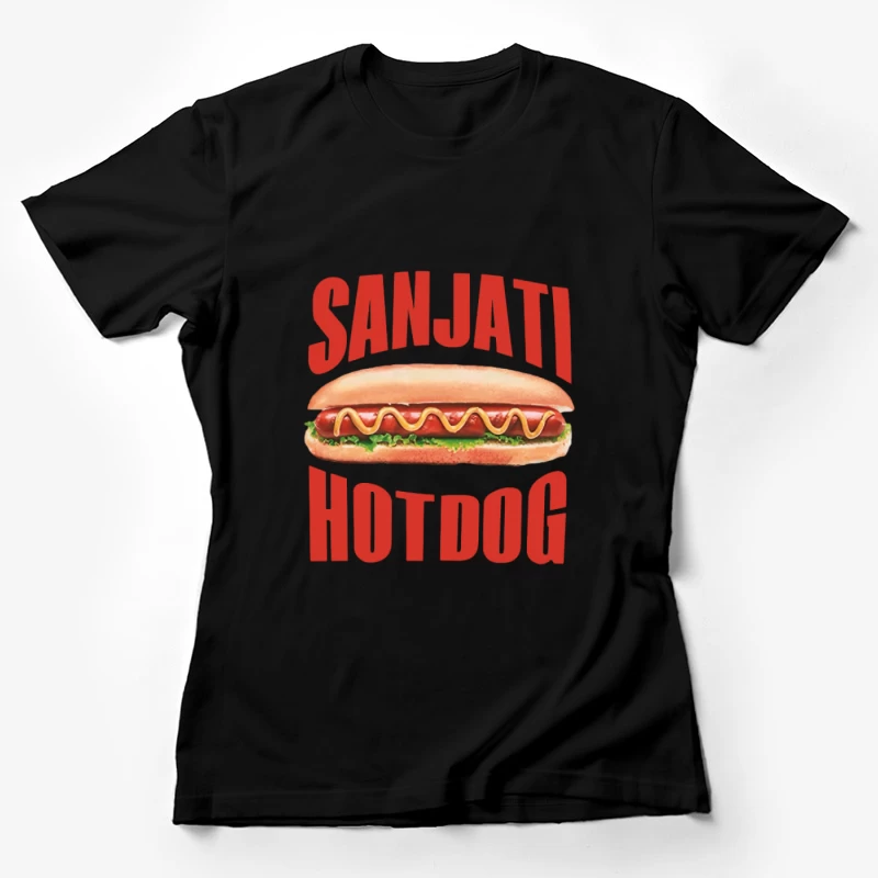 Sanjati Hotdog-Logo mit Wurst und Senf Damen T-Shirt