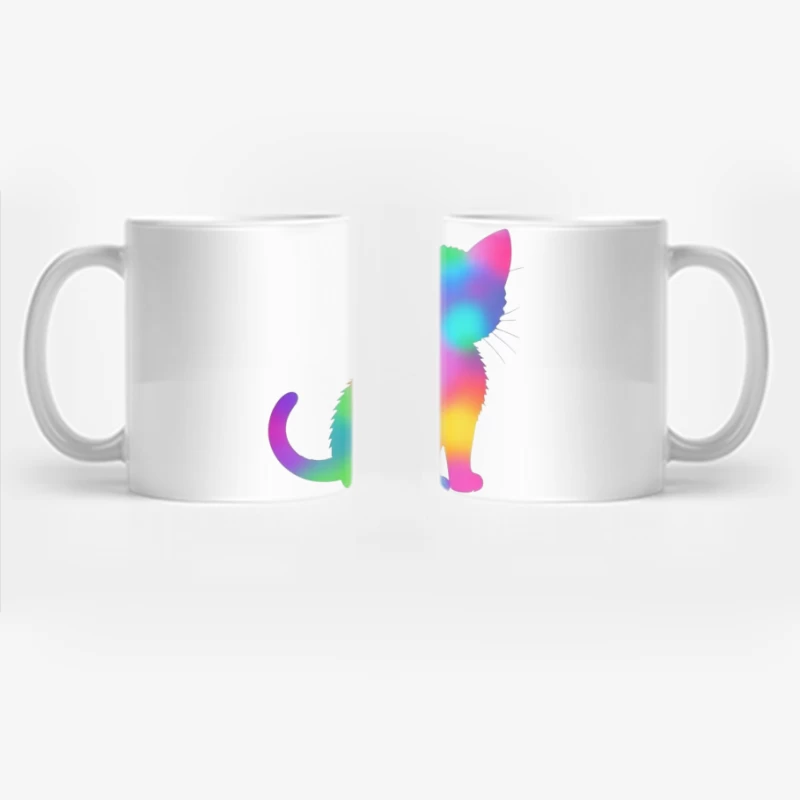 Rainbow Gradient Cat Silhouette Art Coffee Mug