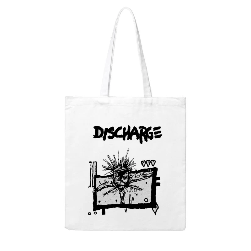 Discharge Punk Band Skull Logo Artwork Cotton Tote Bag