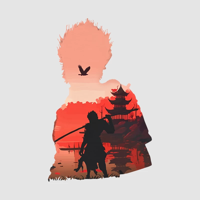 Samurai vor Sonnenuntergang Herren Pullover Hoodie