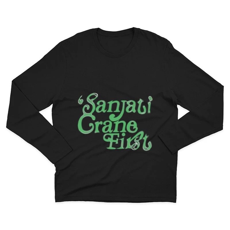 Sanjati Crane Schriftzug Herren Langarm T-Shirt
