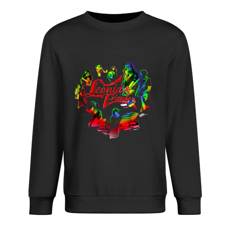 Leonid & Friends: Colorful Musical Band Artwork Male Pullover Sweatshirt