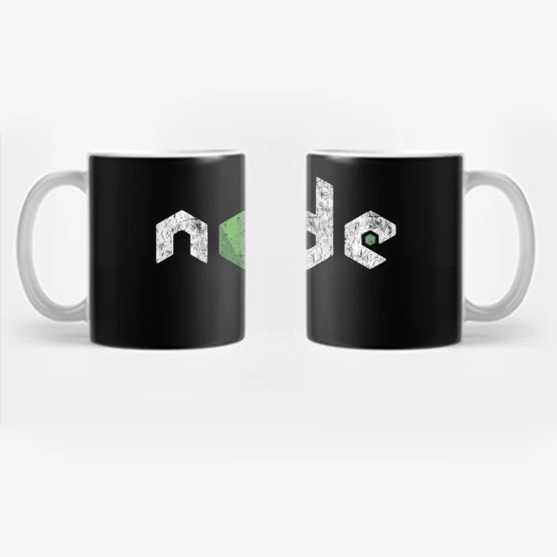 Node.js Programming Technology Logo with Distressed Effect Coffee Mug