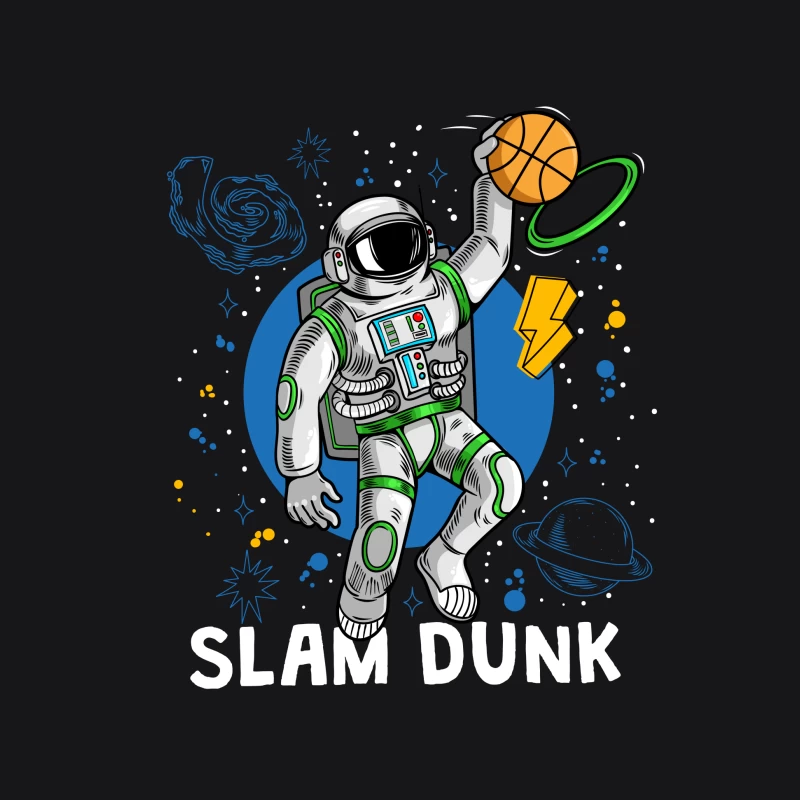 Astronaut beim Slam Dunk im Weltraum Herren Pullover Hoodie
