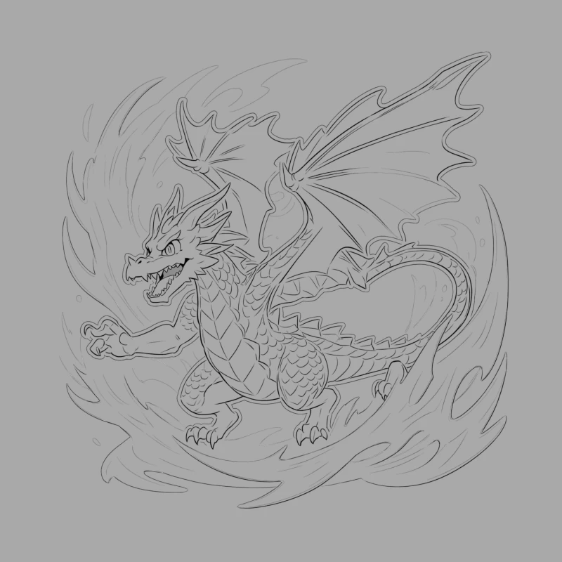 Fiery Dragon Illustration Female Pullover Hoodie