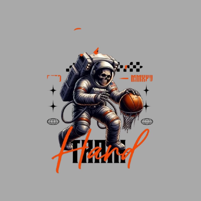 Skeleton Astronaut Playing Basketball in Space Male Pullover Hoodie