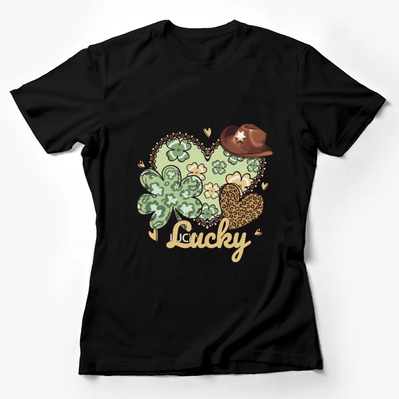 Glücksdesign mit Kleeblatt und Cowboyhut Damen T-Shirt