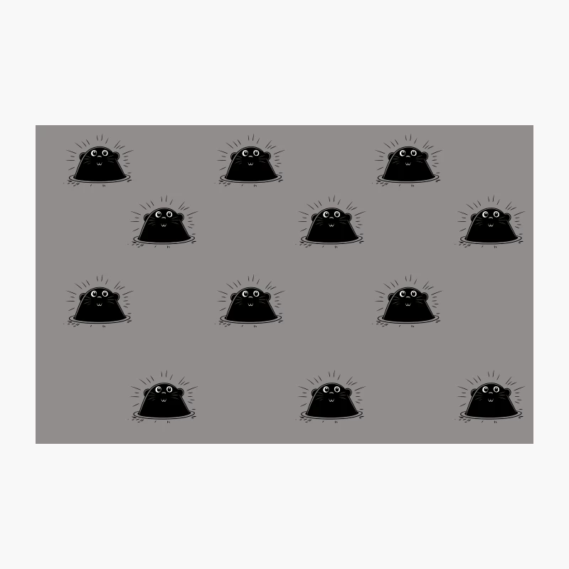 Cute Black Blob Monsters Pattern Travel Mug