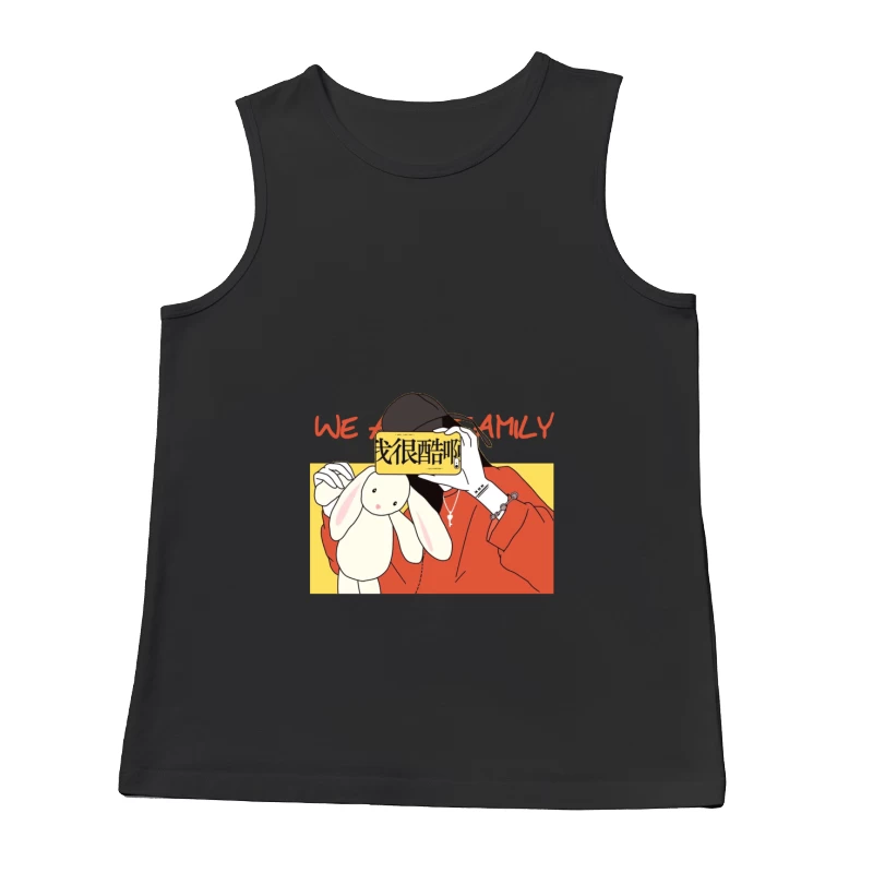Mädchen mit Häschen und Schild Herren Tanktops