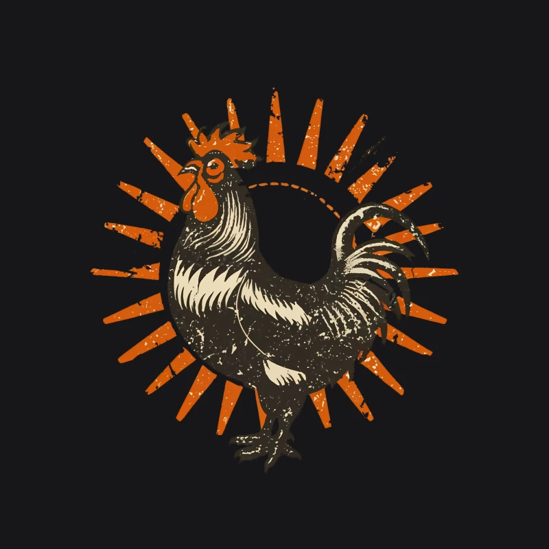 Retro Sun Rooster Male Pullover Hoodie