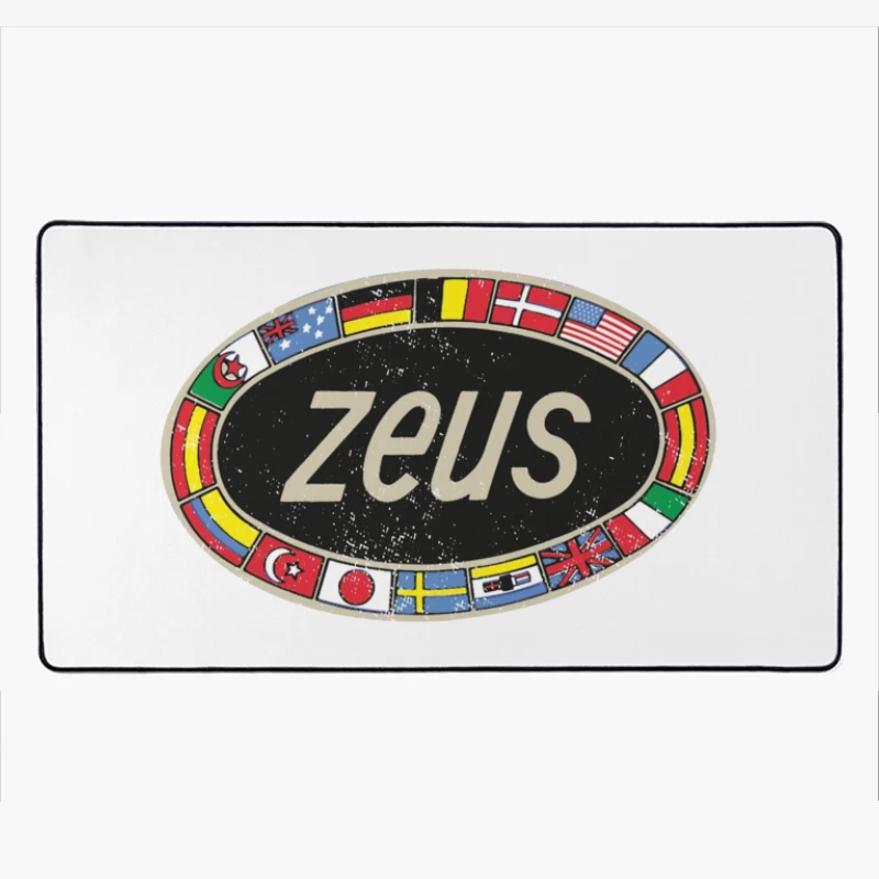 Zeus International Vintage Logo with National Flags Border Desk Mat