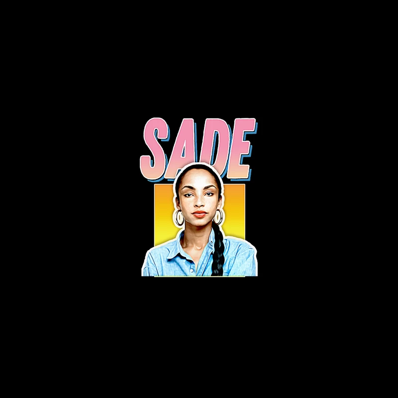 Stylized Pop Art Portrait with Pink "SADE" Text Desk Mat