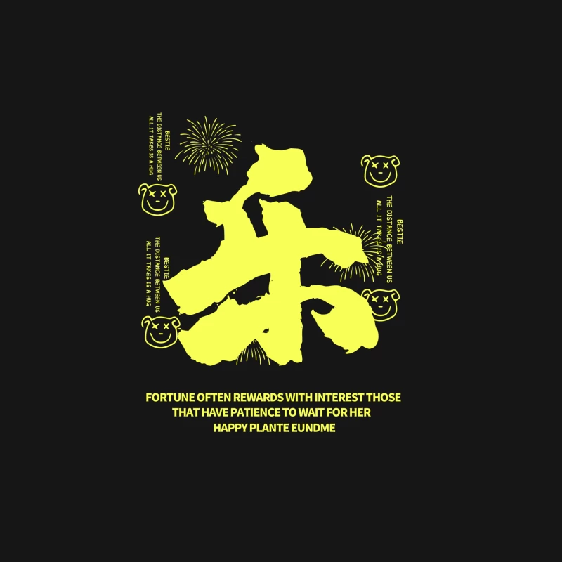 Chinesisches Schriftzeichen des Glücks mit motivierenden Worten Herren Langarm T-Shirt