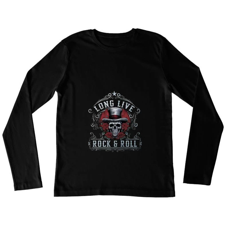 Long Live Rock and Roll Skull Design Female Long Sleeve T-Shirt