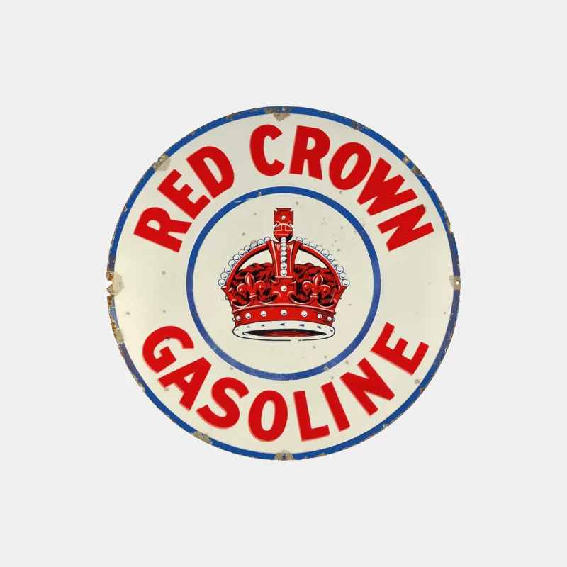 Vintage Red Crown Gasoline Round Metal Sign with Royal Crown Logo Male Tank Top