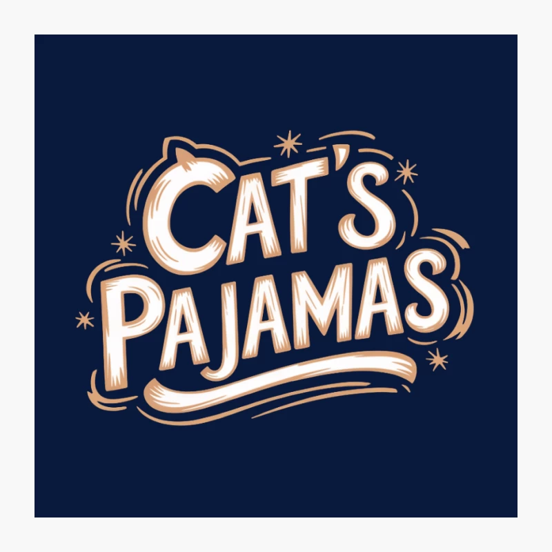Vintage-Style Typography: "Cat's Pajamas" Slang Phrase in Hand-Drawn Beige Text Pin