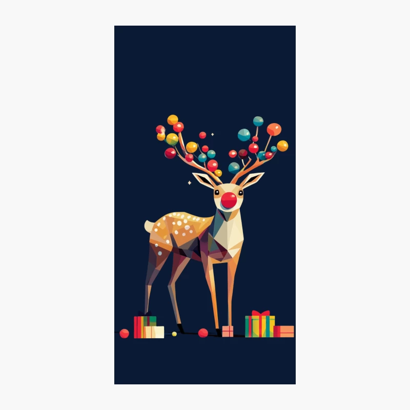 Geometric Holiday Reindeer with Colorful Ornament Antlers iPhone Case