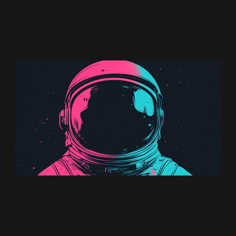 Neon Retro Astronaut: A Cosmic Sci-Fi Illustration Desk Mat