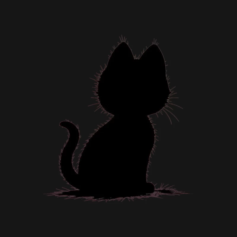 Elegant Black Cat Silhouette Mouse Pad