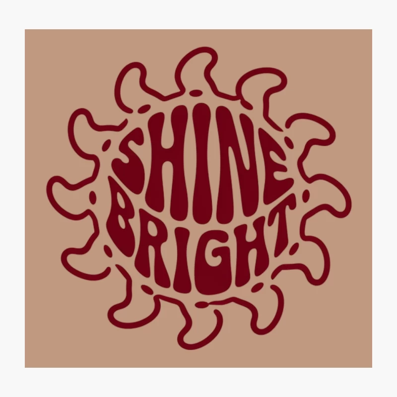 Retro Burgundy Sun Typography with Shine Bright Motivational Message Throw Pillow