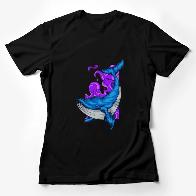 Blauer Wal mit lila Hintergrund Damen T-Shirt