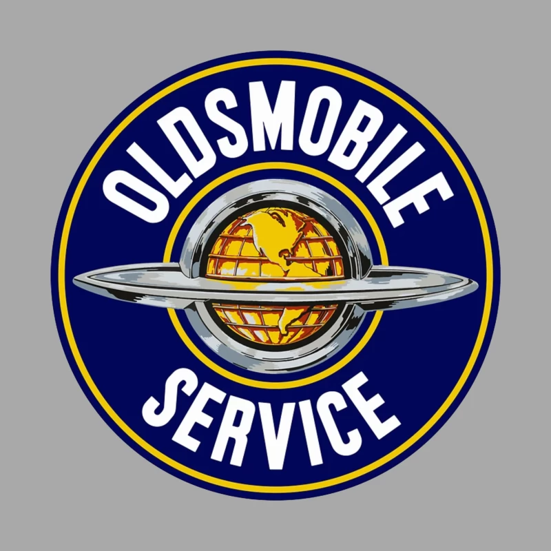 Vintage Oldsmobile Service Station Logo with Globe Design Male Pullover Hoodie