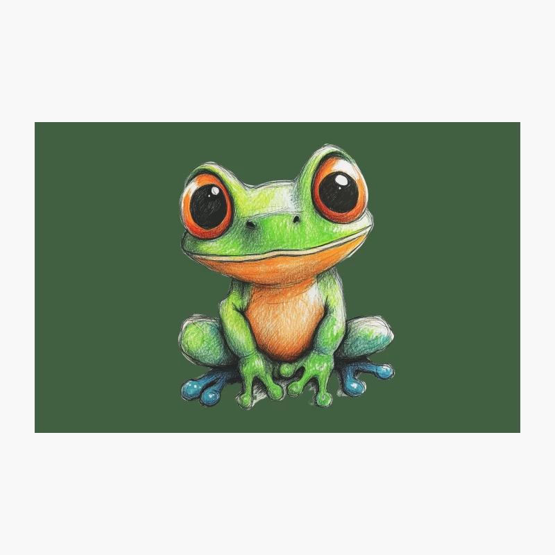 Cute Colorful Cartoon Tree Frog Illustration with Big Eyes Travel Mug