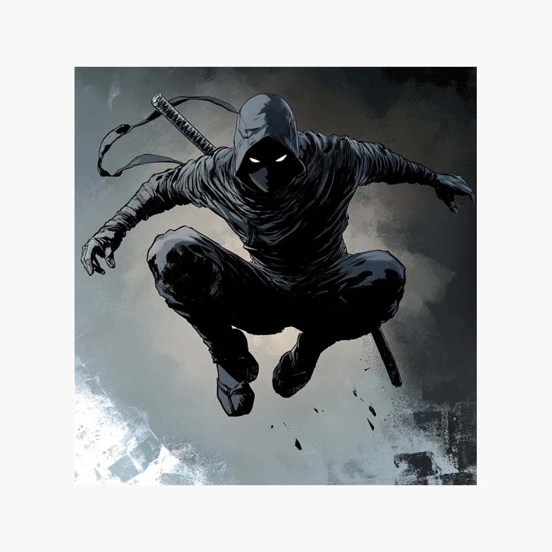 Mysterious Ninja Leaping into Action Cotton Tote Bag