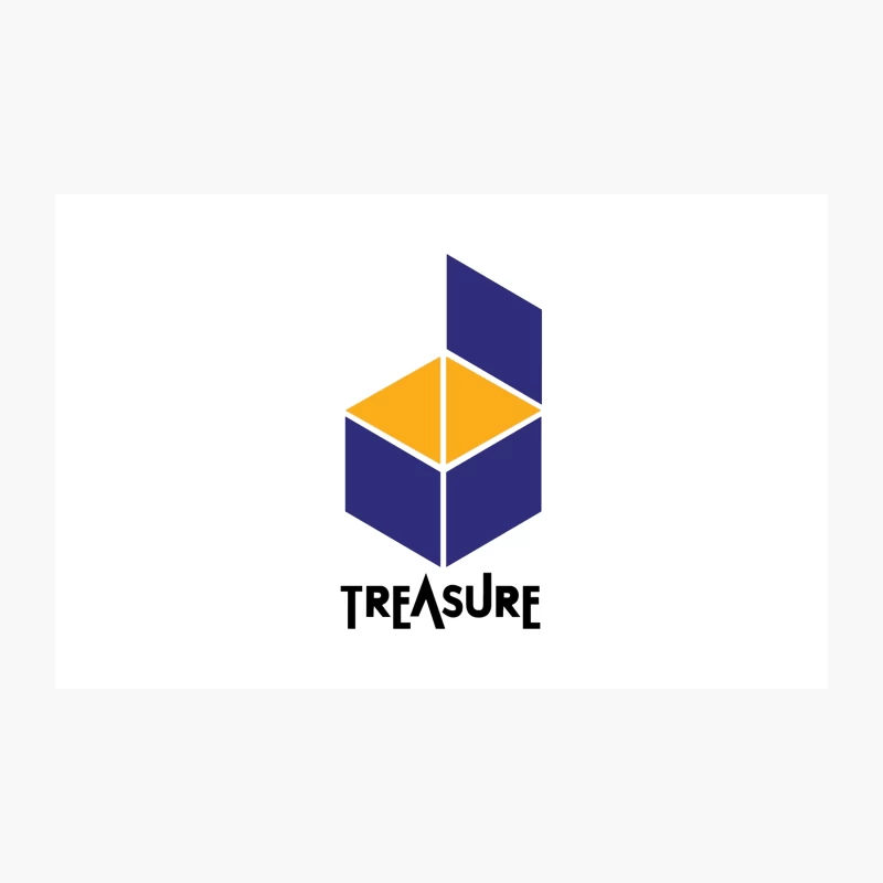 Geometric Treasure Logo: Abstract Blue and Orange Cube Design Travel Mug