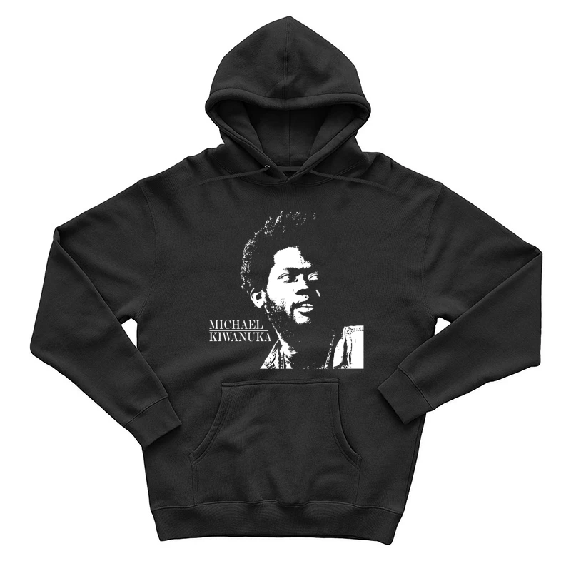 Black and White Line Art Portrait of Michael Kiwanuka Male Pullover Hoodie