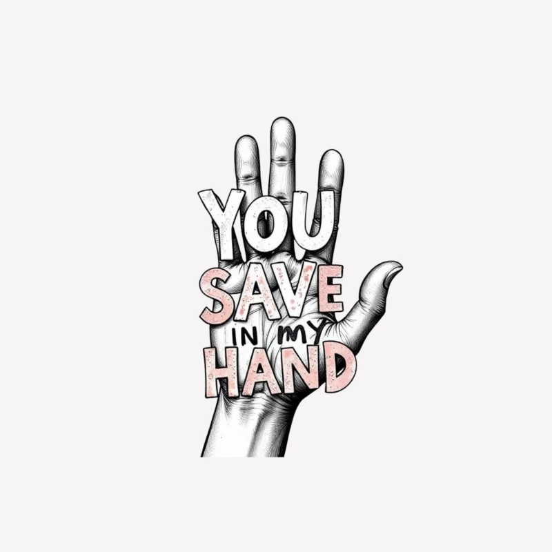 Hand-Drawn Typography: "You Save In My Hand" Artistic Illustration Male T-Shirt