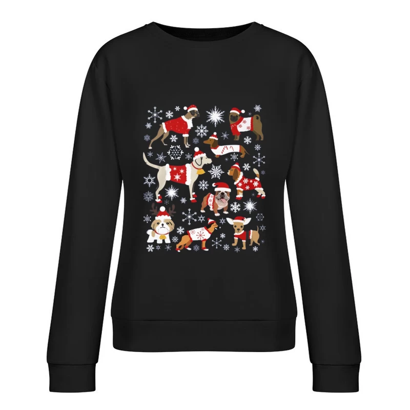 Chiens de Noël en pulls et chapeaux Femme Sweat-shirt à enfiler