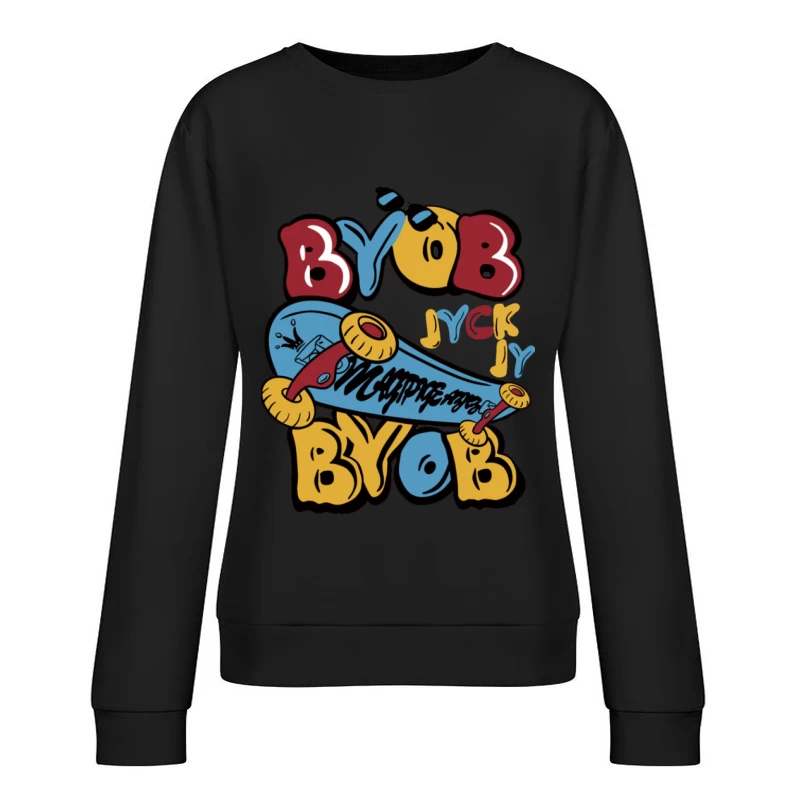 Bunte Skateboard-Kunst mit Graffiti Damen Pullover Sweatshirt