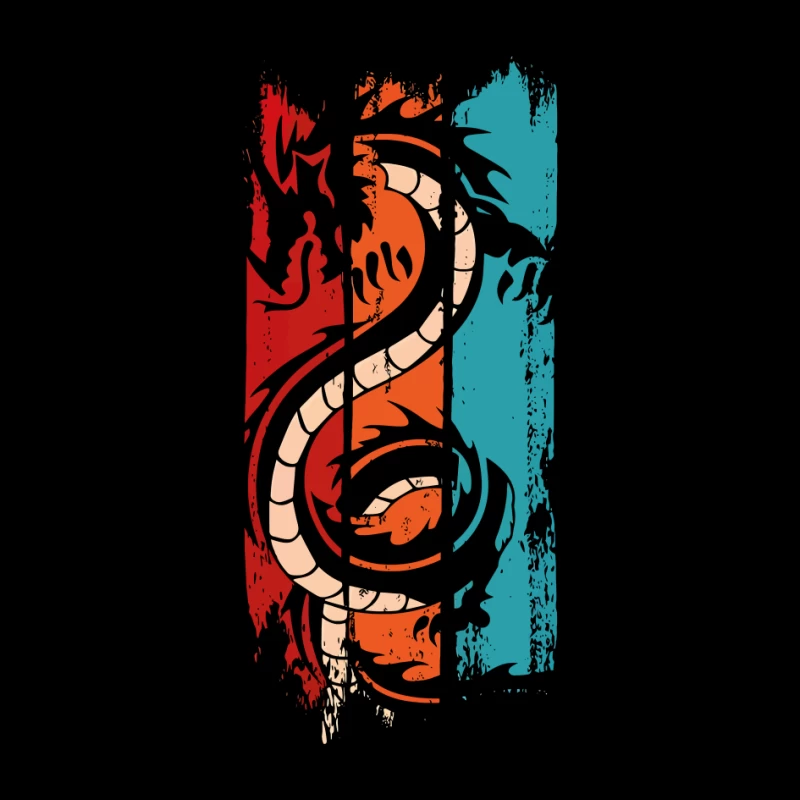 Tri-Color Dragon: Retro Tribal Vibes Pin