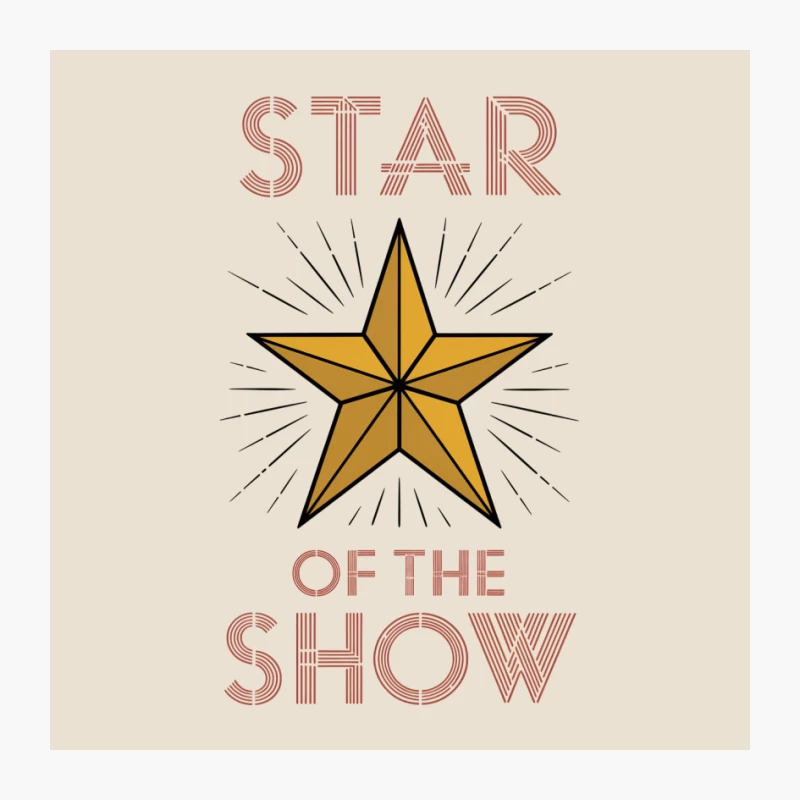 Golden Star Performance Award Typography Design Pin