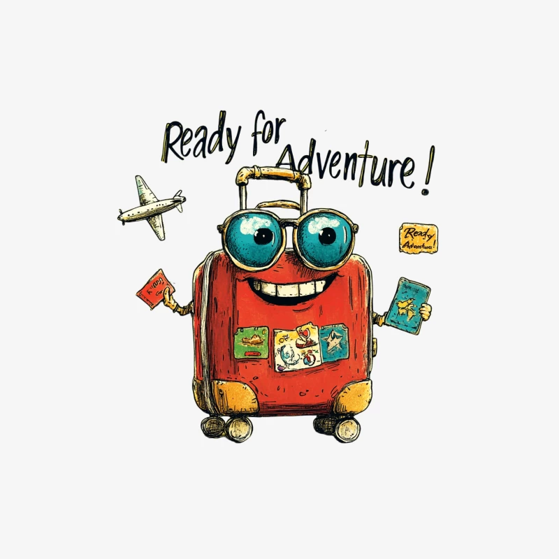Whimsical Cartoon Suitcase Ready for Adventure Male Pullover Sweatshirt