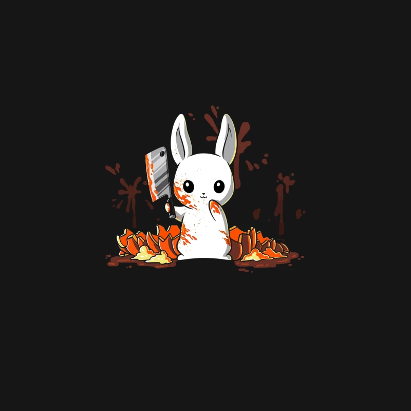 Cute Cartoon Rabbit with Knife and Blood Splatter Desk Mat