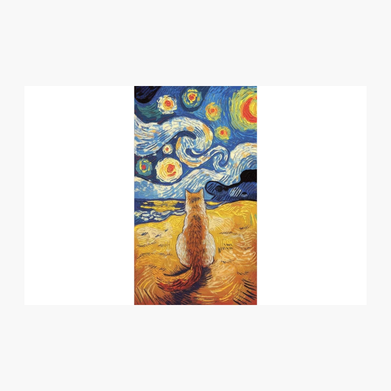 Feline Stargazer: A Cat's Van Gogh Night Travel Mug