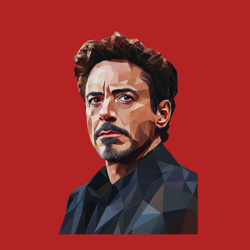 Geometric Polygon Portrait of Bearded Actor in Modern Art Style Male T-Shirt