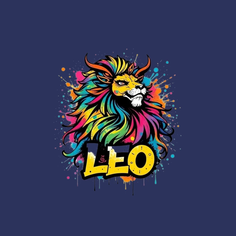 Colorful Leo Zodiac Lion Art Male T-Shirt