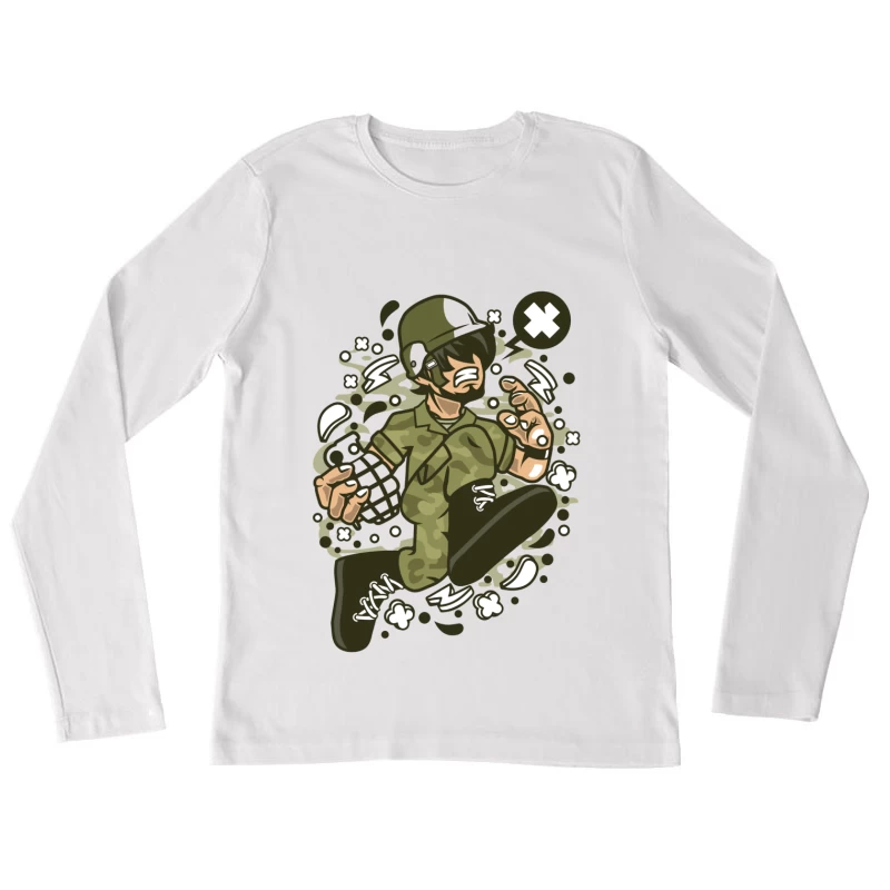 Soldat Cartoon Dynamique Femme Manches Longues T-Shirt