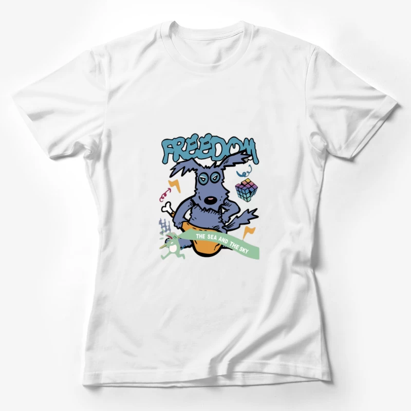 Liberté, Chien, Mer et Ciel Femme T-Shirt