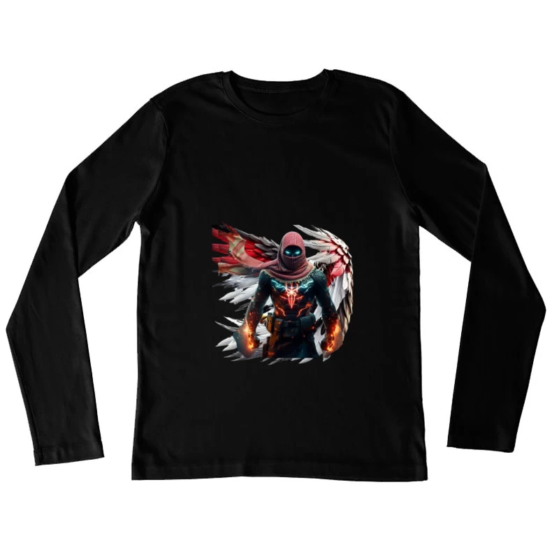 Superhero Character with Wings in Digital Art Female Long Sleeve T-Shirt