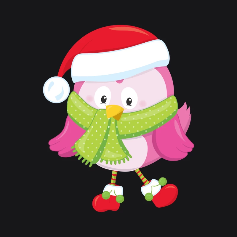 Chouette de Noël rose avec écharpe verte Femme Sweat à capuche