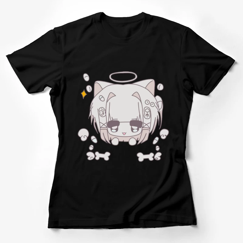 Niedlicher Katzenengel mit Knochen Damen T-Shirt