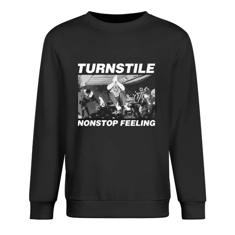 Energetic Hardcore Punk Band Live Performance in Black and White Male Pullover Sweatshirt