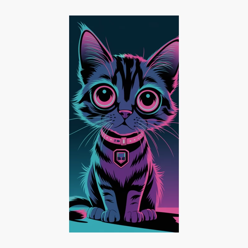 Neon Cyberpunk Cat: Cute Colorful Digital Illustration iPhone Case