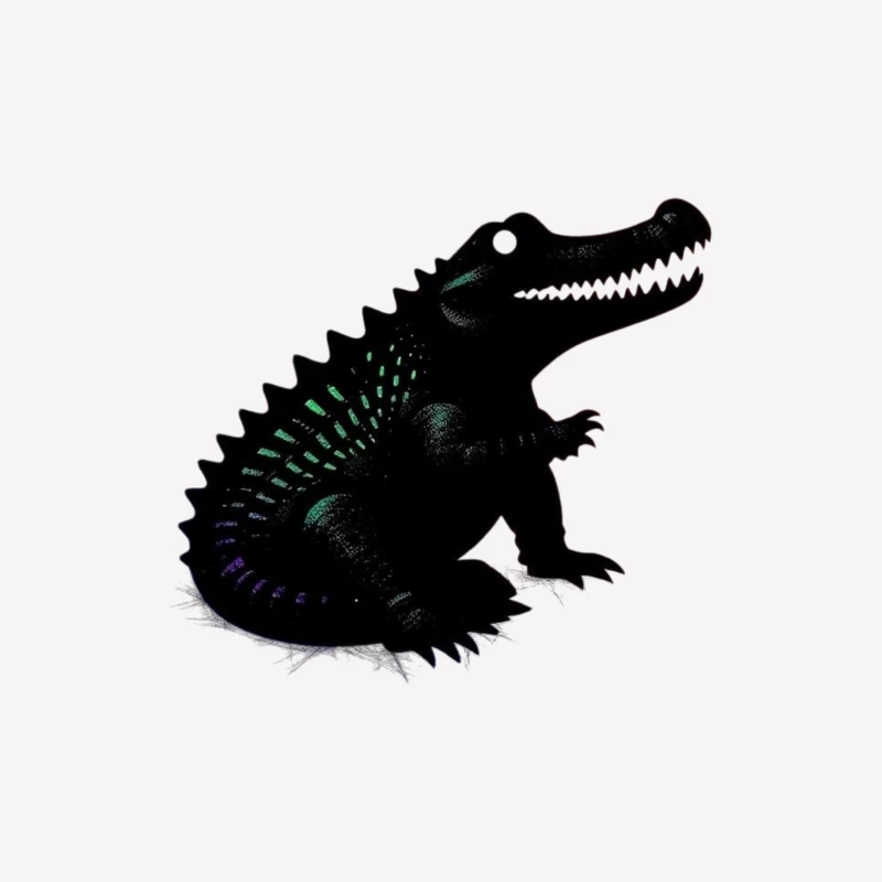 Cute Black Alligator Silhouette with Iridescent Details Male T-Shirt